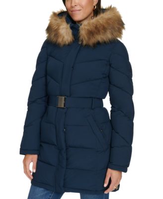 Women's Faux-Fur-Trim Hooded Puffer Coat, Created for Macy's