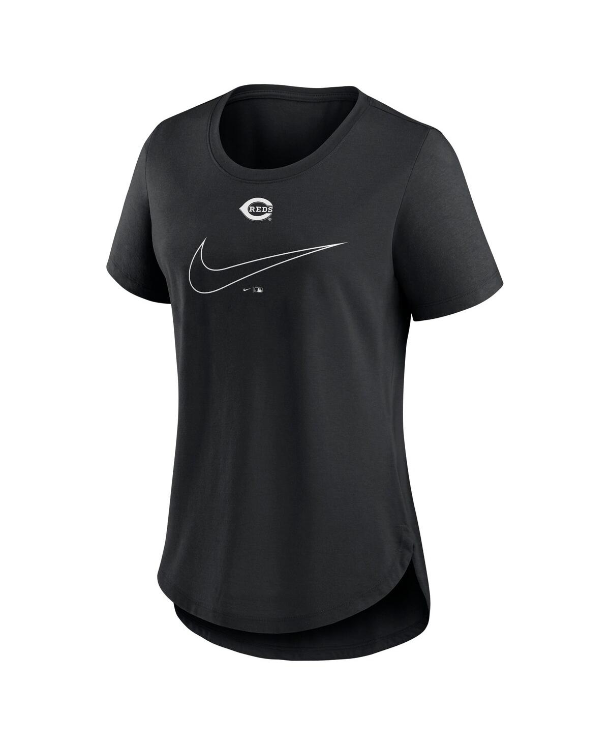 Nike Women's Black Cincinnati Reds Big Swoosh Tri-blend Scoop Neck T-shirt In Heather Charcoal