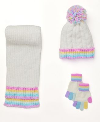 Big Girls Hat Glove Scarf 3 piece set