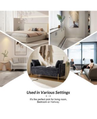 Angelus Modern Upholstered Flip Top Storage Bench with Throw Pillow