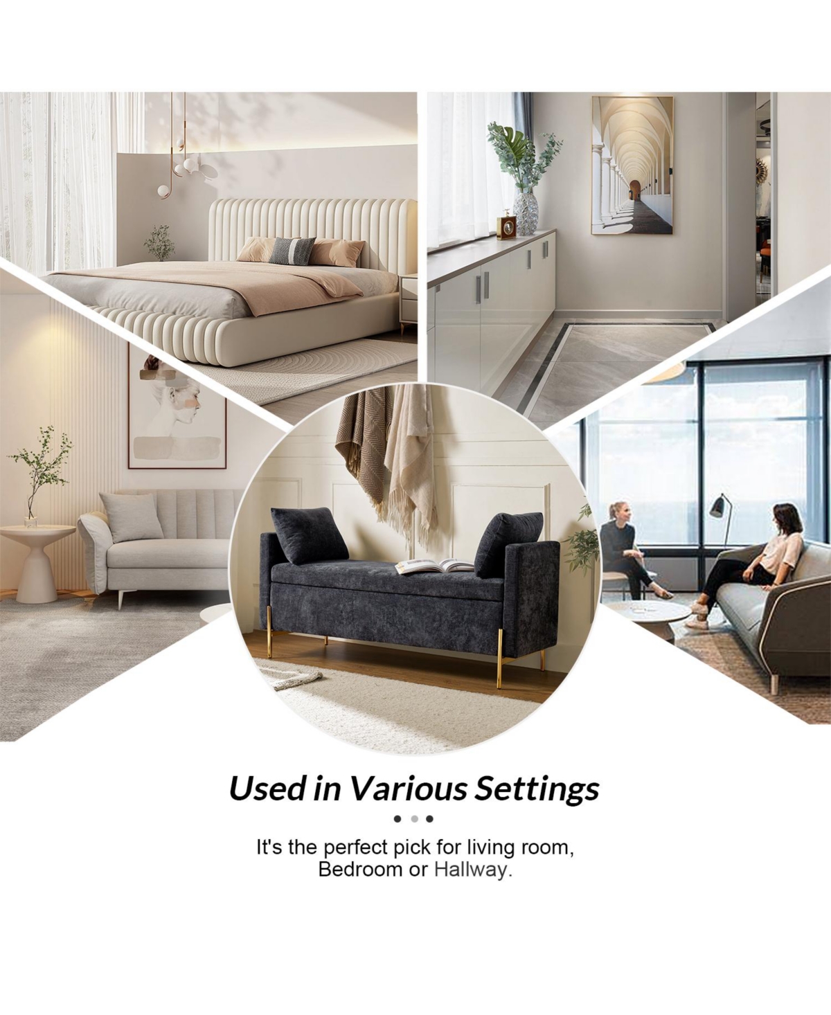 Hulala Home Angelus Modern Upholstered Flip Top Storage Bench