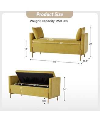 Angelus Modern Upholstered Flip Top Storage Bench with Throw Pillow