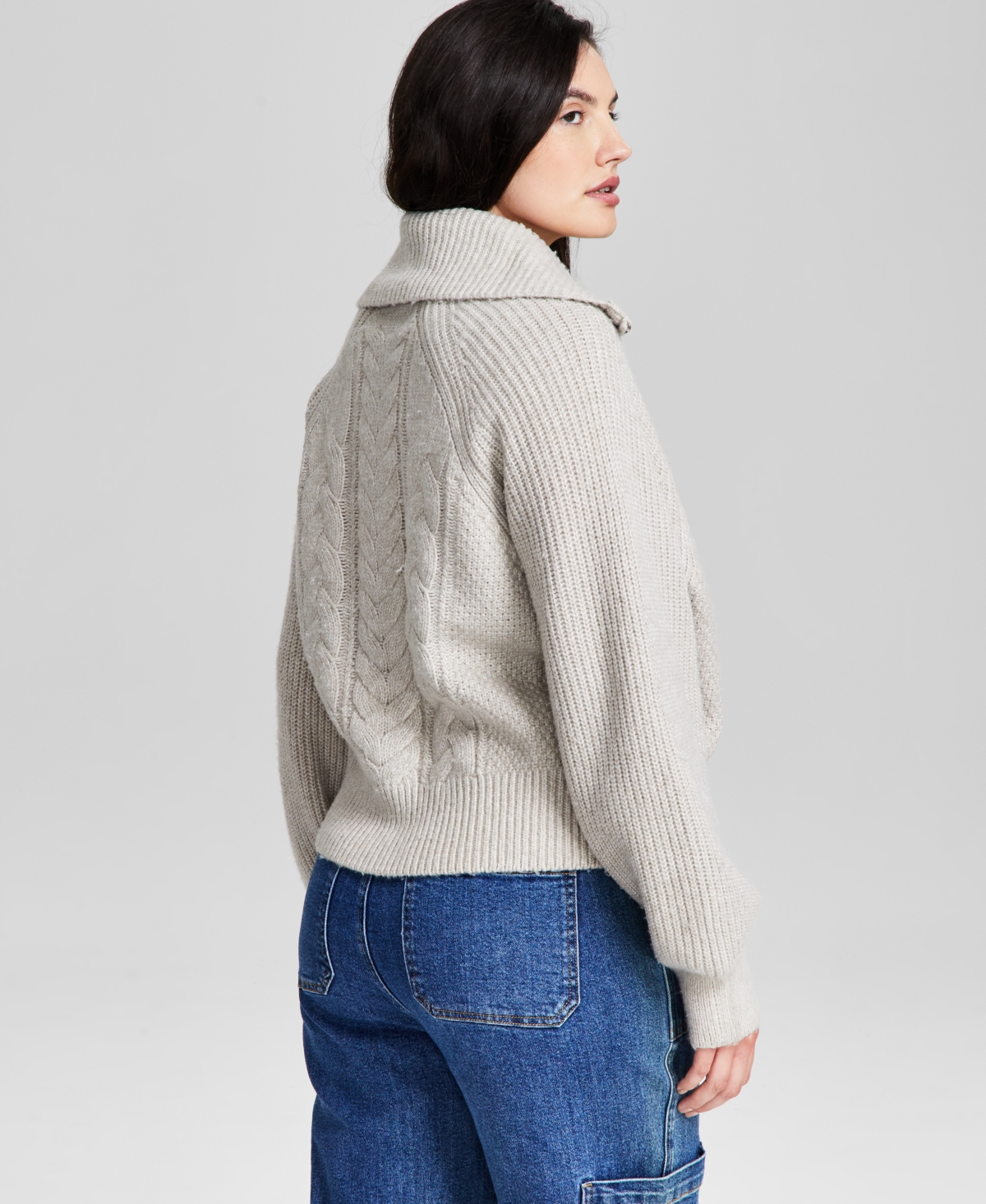 And Now This Women's Cable 1/4 Sweater, Created for Macy's