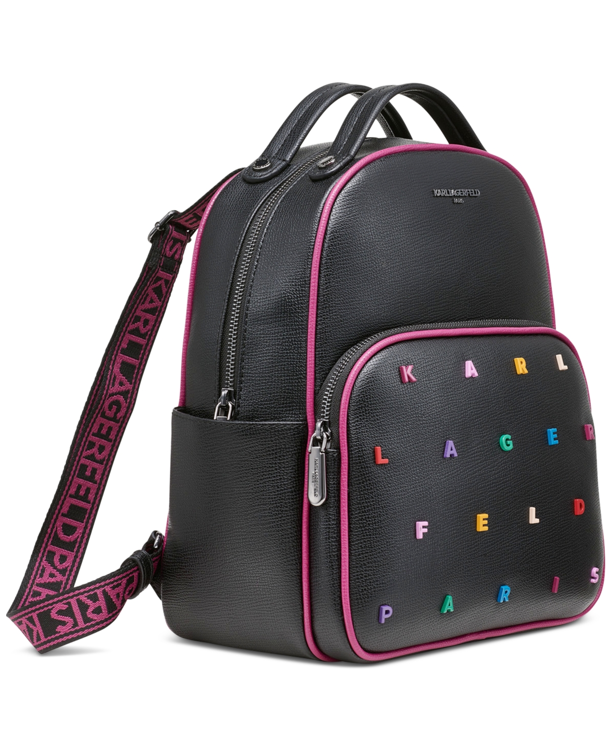Karl Lagerfeld Black Mini Backpack with Pink Face Accent KARL LAGERFELD Girls Pink & Black Logo Choupette Backpack  main image 3