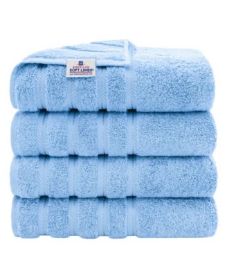 American Soft Linen Edison Luxury 100% Turkish Cotton 4-Piece Bath Towel Set - Sky Blue, 4 Piece Bath Towel Set