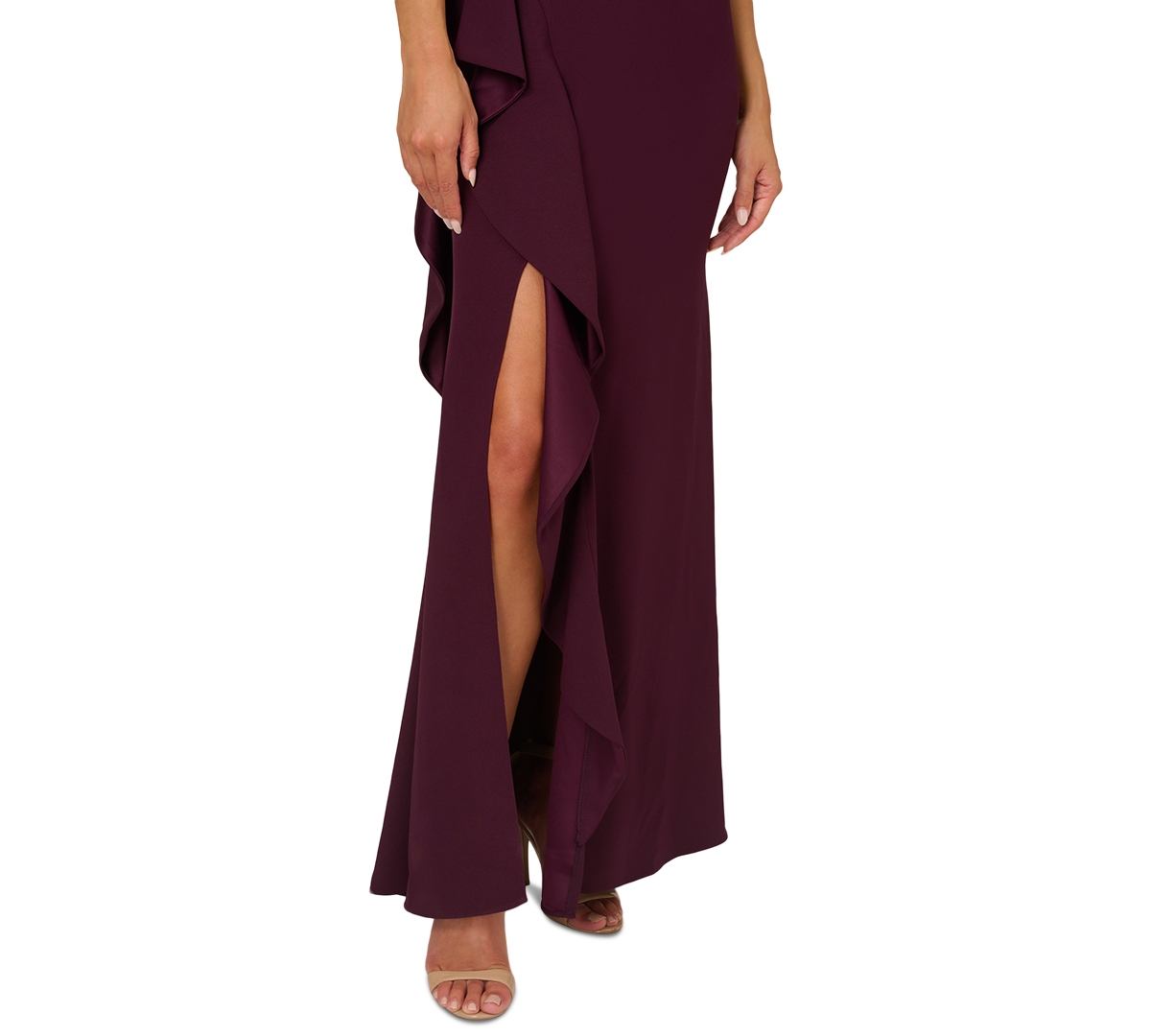 Adrianna Papell Petite One-Shoulder Satin Gown