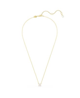 Stilla Pendant, Square Cut, White, Gold-Tone Plated Necklace