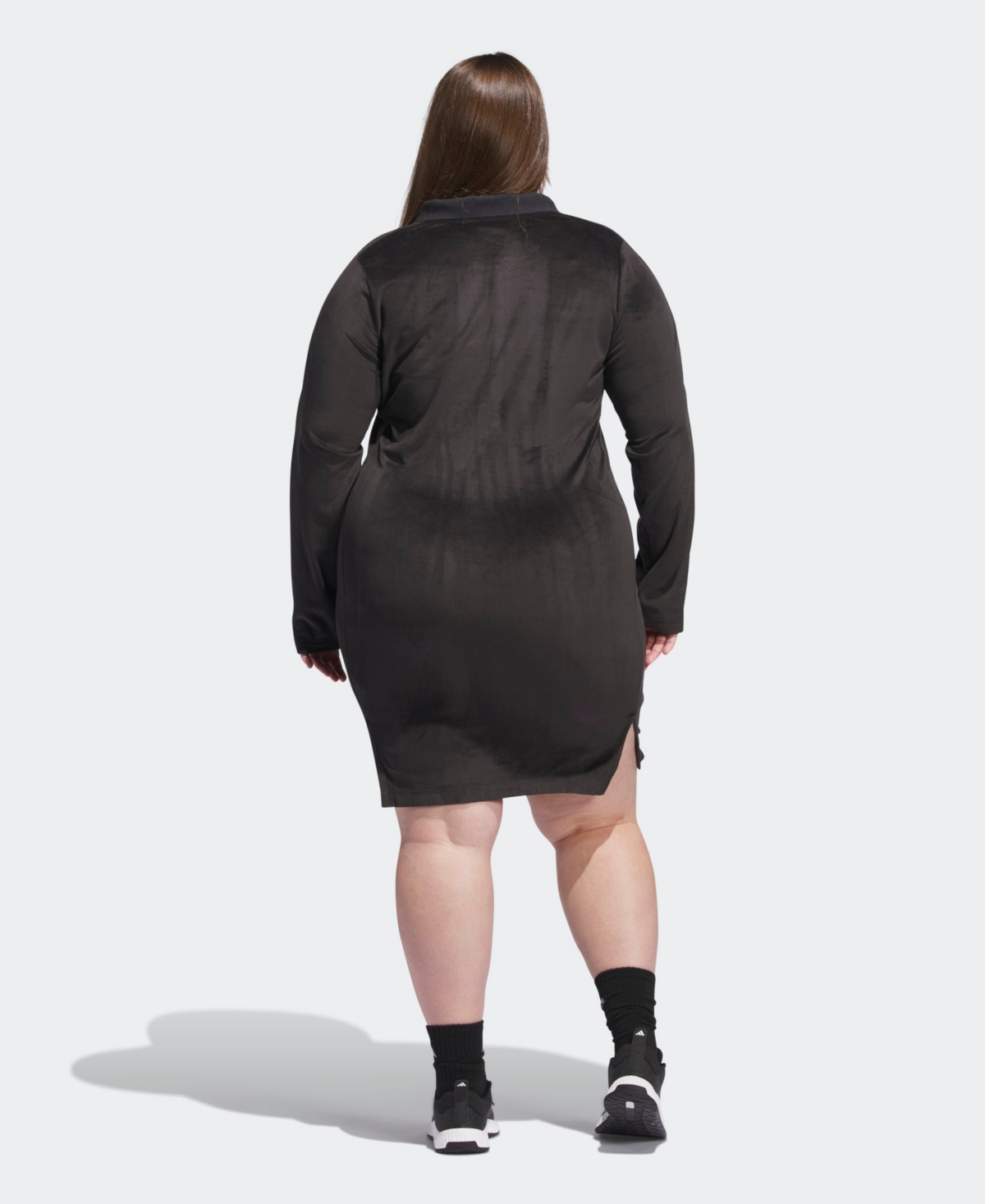 Adidas Plus Size Tiro 3-Stripes Velour Polo Collar Dress