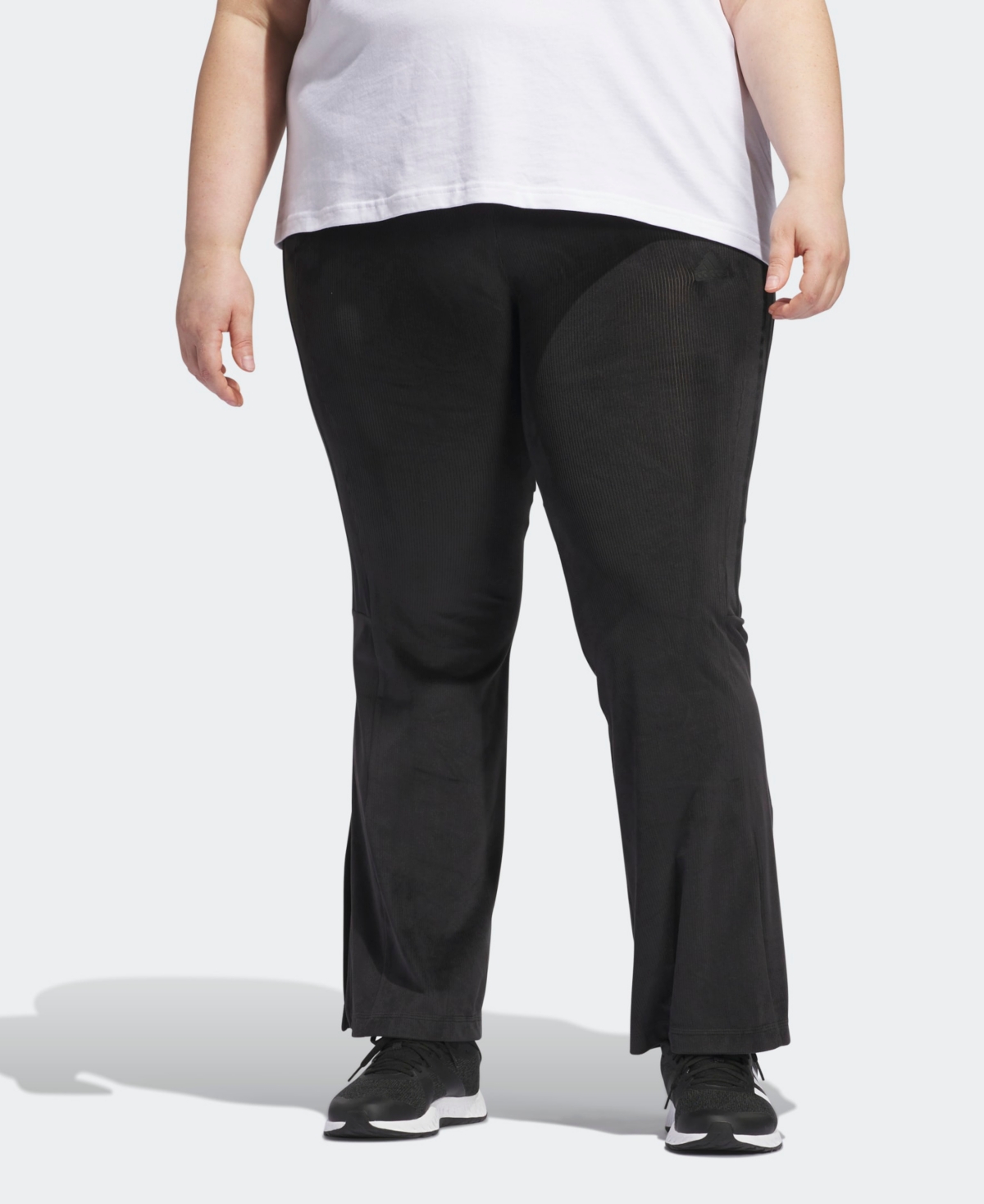Shop Adidas Originals Plus Size Tiro 3-stripes Stretch Velour Flared Leggings Pants In Black