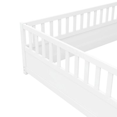 Montessori Floor Bed Frame with High Barrier and Door
