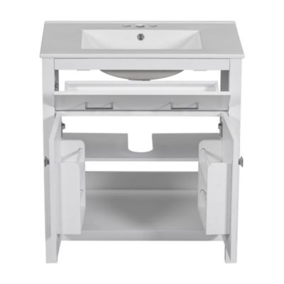 30" x 18.3" x 33.59". Elegant 30-inch Modern Bathroom Vanity with Ample Storage