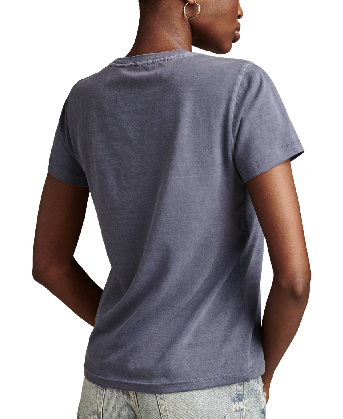 LUCKY BRAND WOMEN'S COTTON LUCKY FLORAL EMBROIDERED T-SHIRT 