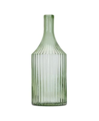 Sage Ribbed Glass Bottle Neck Vase Stylish and Textured Home Decor Accent