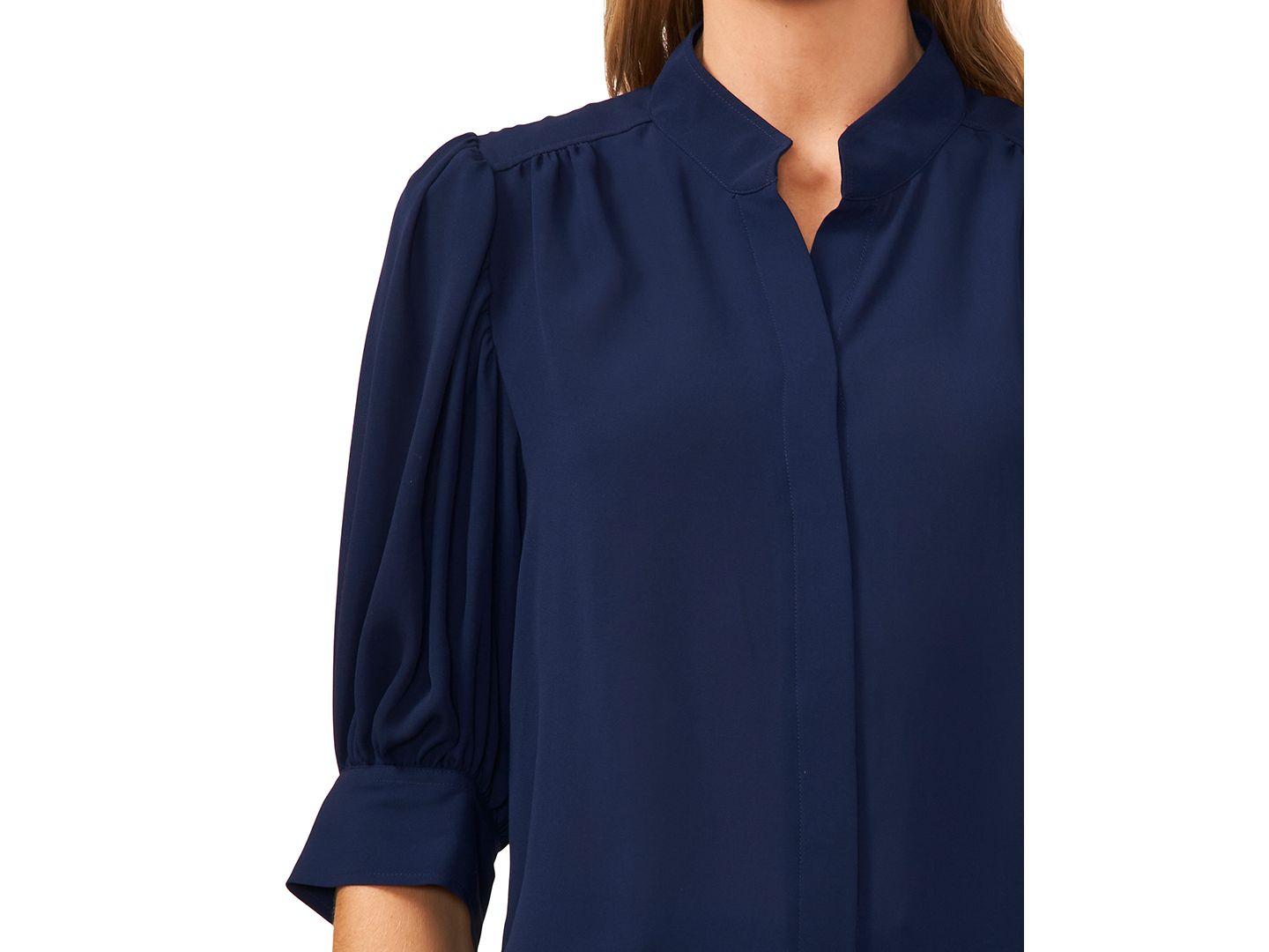 Женский топ CeCe 3/4-Sleeve Collared Button-Down Top, цвет: Тёмно-синий — фото 2
