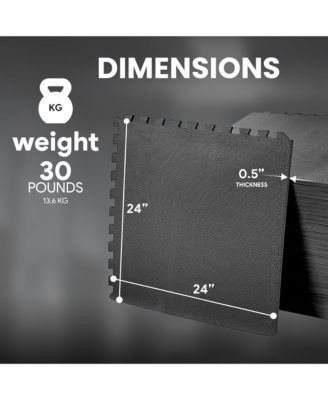 144 Sq Ft Interlocking EVA Foam Exercise Mat Tiles, Black