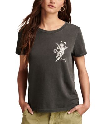 Lucky Brand Women's H.E.R. Blue Classic Crewneck Graphic Print T-Shirt
