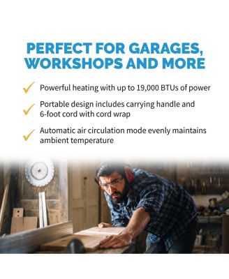 Portable 240v Electric Garage Heater, 600 sq. ft. with 6-Foot Cord Wrap and Carrying Handle, Perfect for Garages, Workshops and More