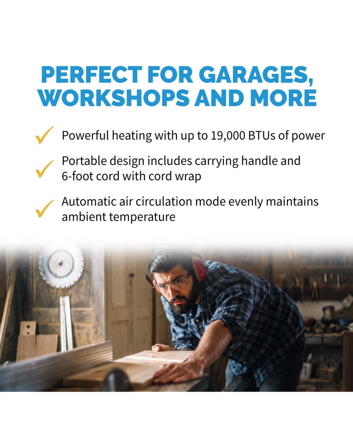 Newair Portable 240v Electric Garage Heater, 600 sq. ft. with 6-Foot Cord Wrap and Carrying Handle, Perfect for Garages, Workshops and More