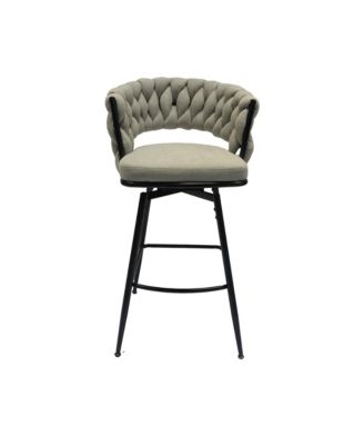 Modern Woven Swivel Bar Stools with Comfortable Upholstered Seat