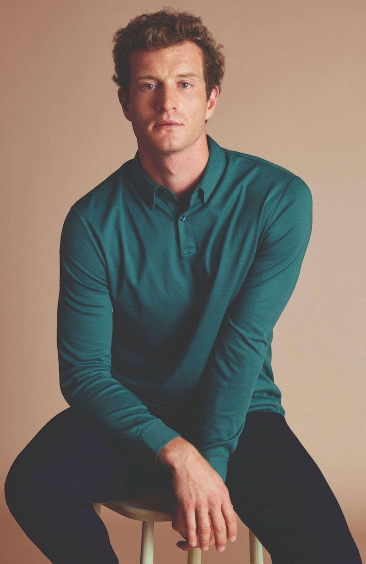 Charles Tyrwhitt Men's Plain Long Sleeve Jersey Polo