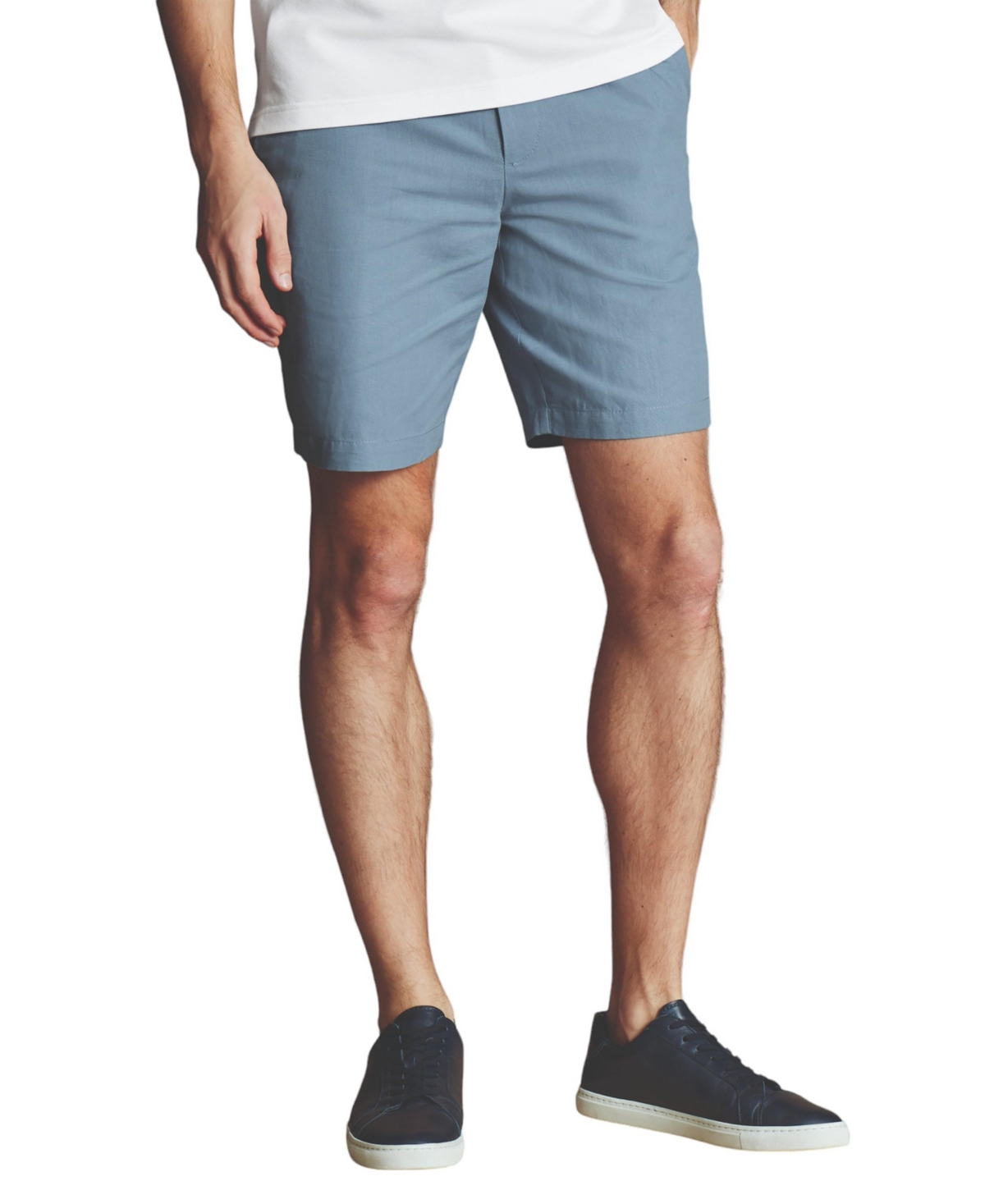 Men's Cotton Linen Shorts - Mid blue