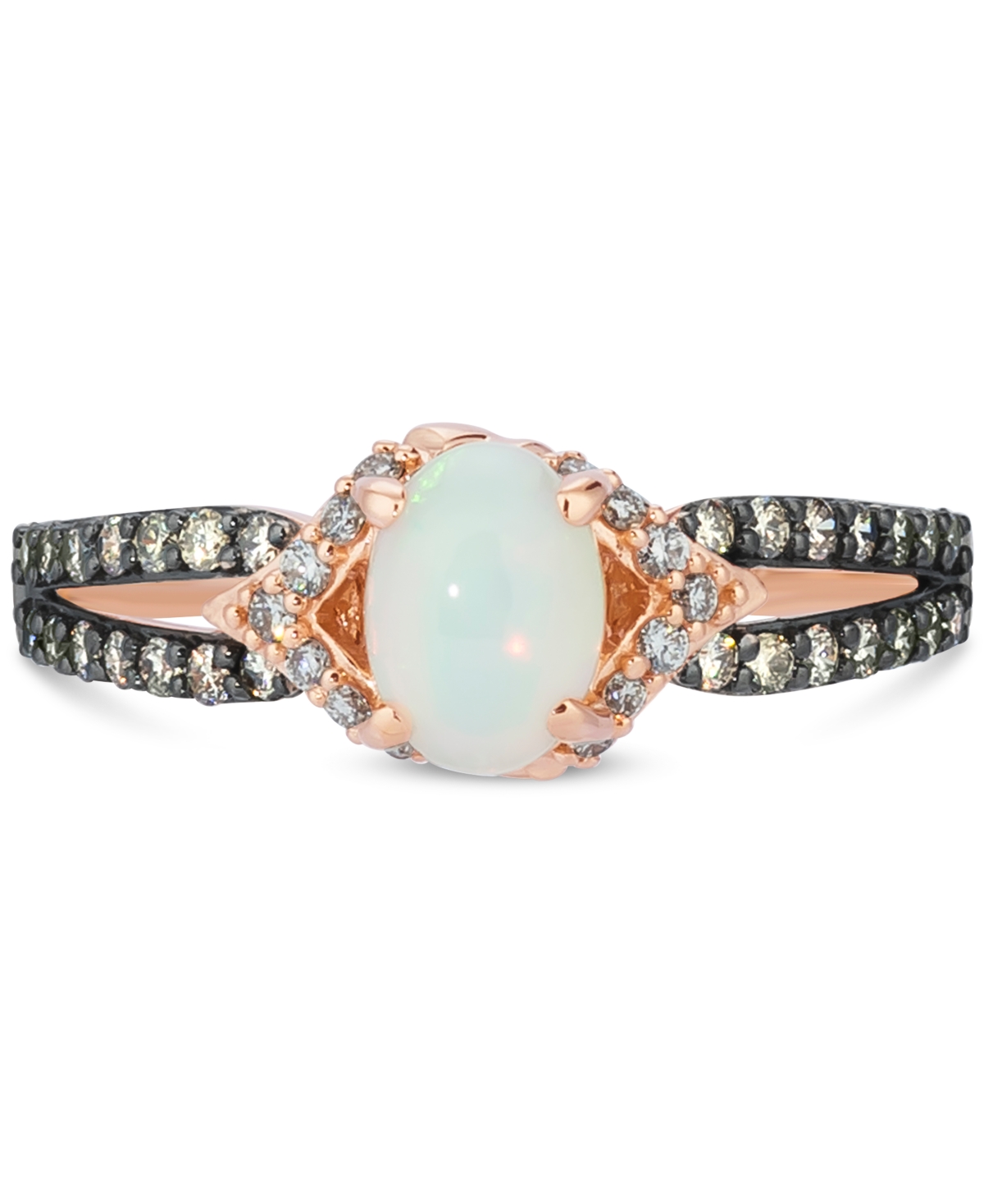 Le Vian Neopolitan(3/8 ct. t.w.) & Diamond (1/3 ct. t.w.) Split Shank Ring in 14k Rose Gold - Opal
