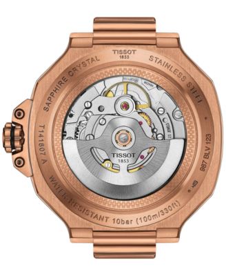 Men's Swiss Automatic T-Race Powermatic 80 Black Silicone Strap Watch 41mm