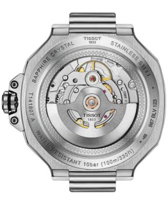 Men's Swiss Automatic T-Race Powermatic 80 Stainless Steel Bracelet Watch 41mm