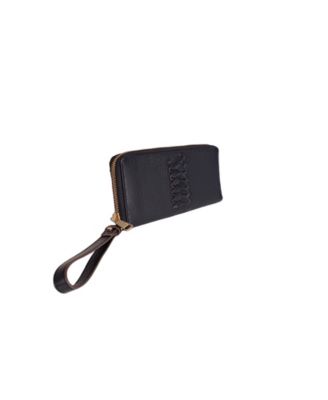 Leather Details Zip Wristlet Bag