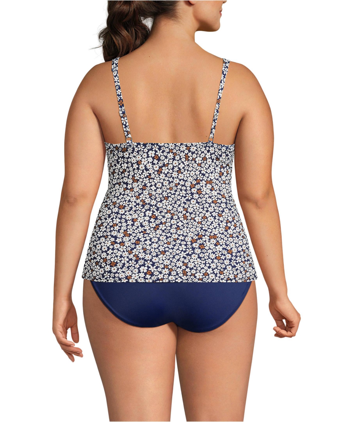 Lands' End Plus Size V-Neck Wrap Underwire Tankini Swimsuit Top
