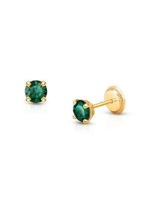 Tiny Blessings Childrens 14K Gold 4mm Crystal Birthstone Studs Girls Screw Back Earrings - May 148$