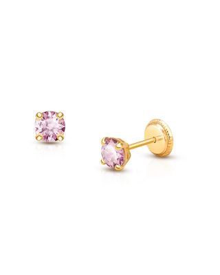 Tiny Blessings Childrens 14K Gold 4mm Crystal Birthstone Studs Girls Screw Back Earrings - June 148$