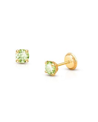 Tiny Blessings Childrens 14K Gold 4mm Crystal Birthstone Studs Girls Screw Back Earrings - August 148$