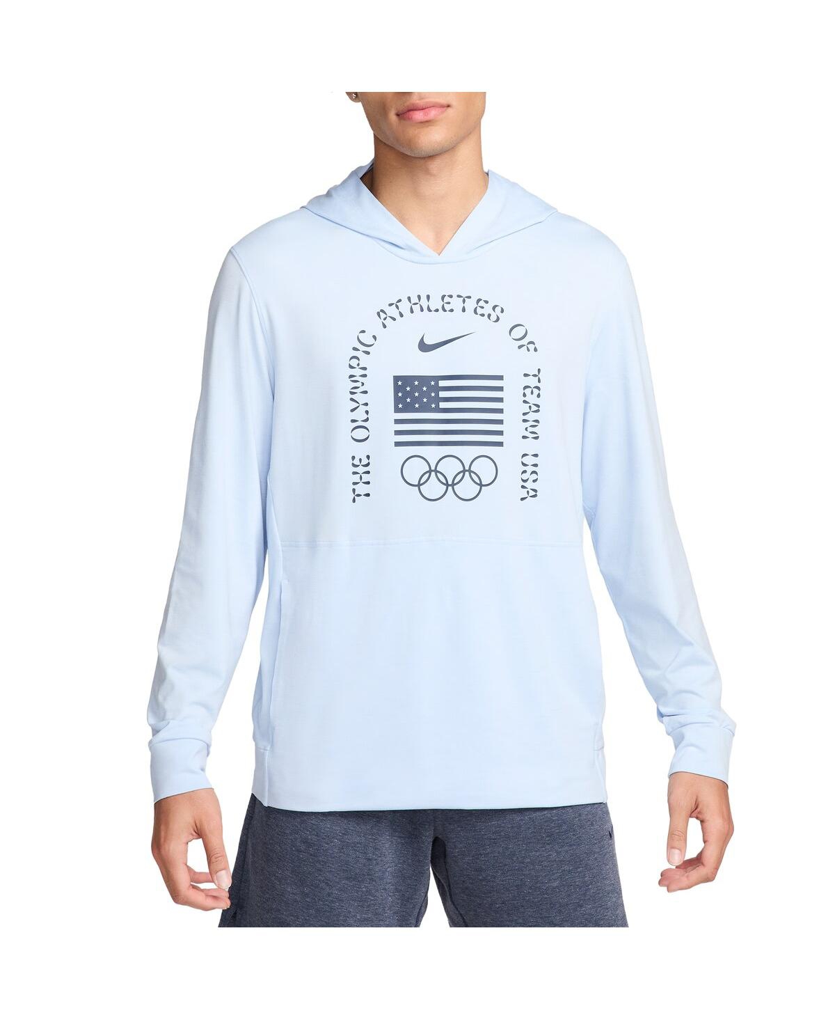 Nike Men's Light Blue Team Usa Restore Yoga Long Sleeve Hoodie T-Shirt - Light Blue