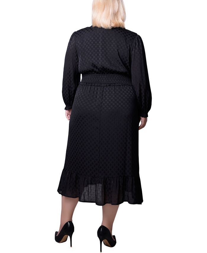 Honey Plus Size Surplice Neck Long Sleeve Slit Dress