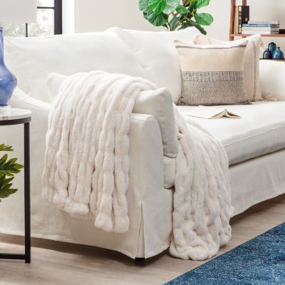 Premium Ruched Faux Fur Throw Blanket - Luxurious, Soft Reversible Mink Blanket - 108" x 86” (King Size) - Dark Gray