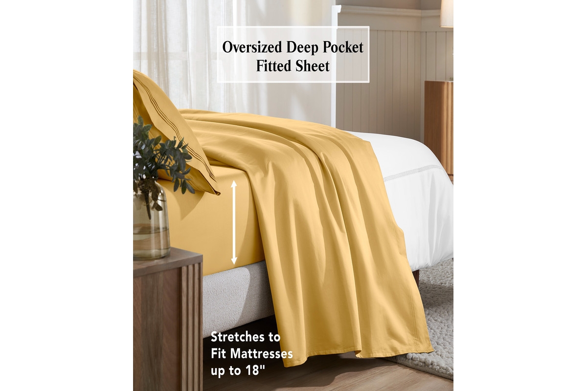 Superior Egyptian Cotton 650 Thread Count Solid Deep Pocket Sheet Set,