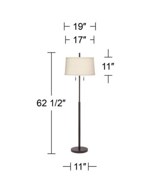 Nayla Modern Floor Lamp 62 1/2" Tall Bronze Metal Off White Fabric Tapered Drum Shade for Living Room Bedroom Office House Home