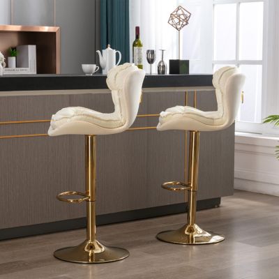 Adjustable Swivel Bar Stools with Chrome Base (Set of 2)