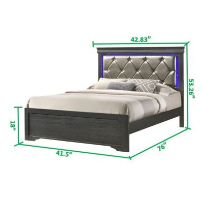 Streamdale Modern Brooklyn Twin Size LED Bed Made With Wood