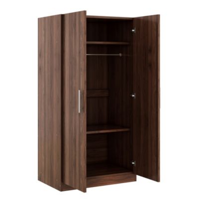 Streamdale 2-Door Wooden Wardrobe Armoire with 3 Storage Shelves, Brown