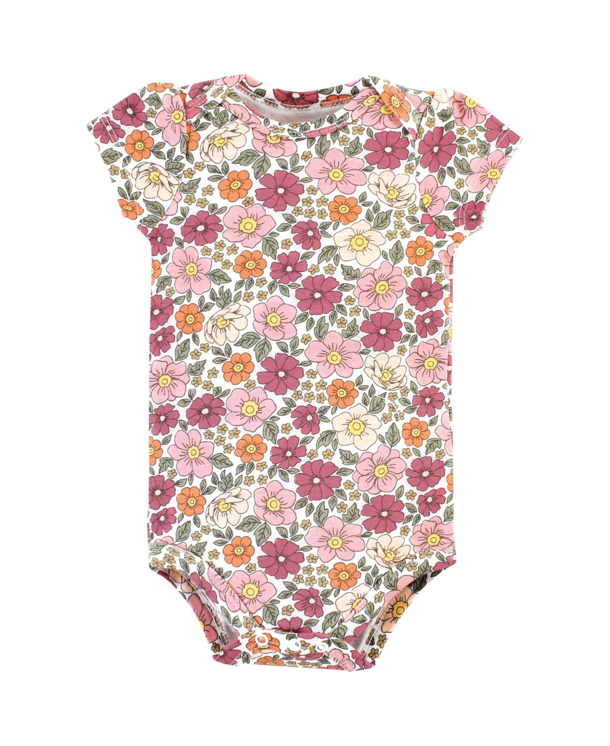 Hudson Baby Baby Girls Cotton Bodysuits,- Thankful floral