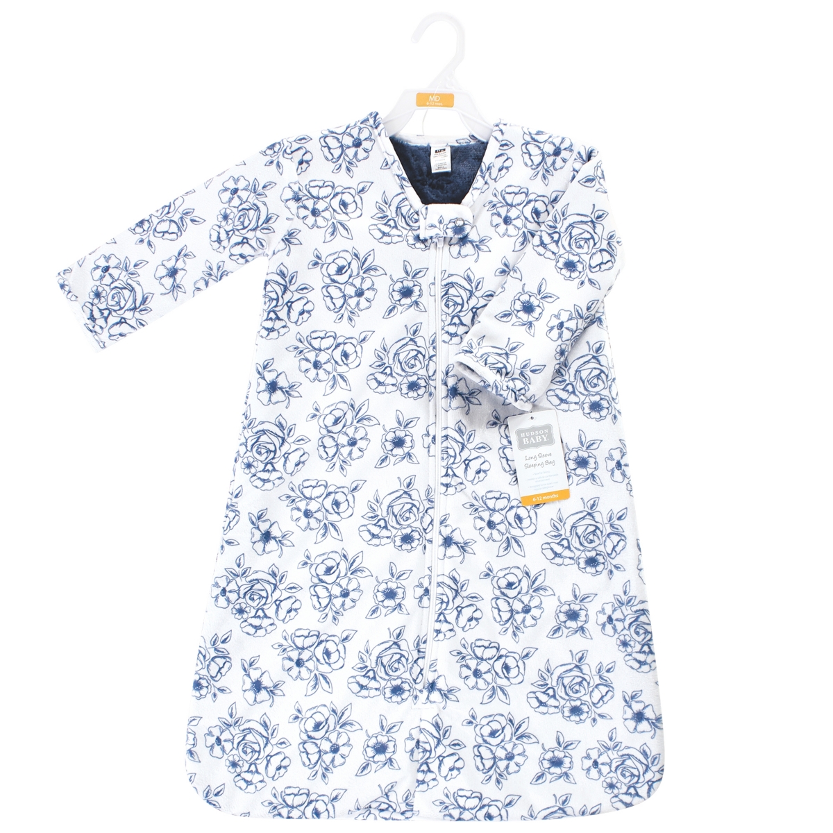 Hudson Baby Baby Girls Long Sleeve Plush Faux Fur Sleeping Bag, Wearable Blanket,- Blue toile