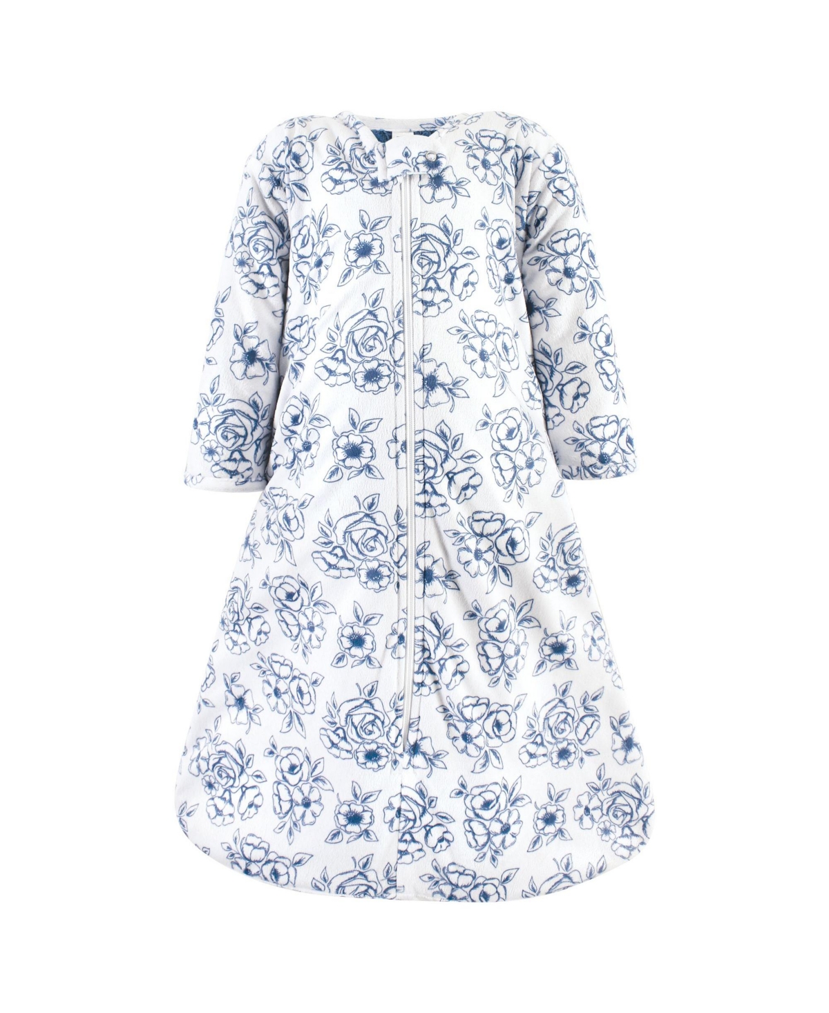 Hudson Baby Baby Girls Hudson Long Sleeve Plush Faux Fur Sleeping Bag, Wearable Blanket, White Peonies, 12-18 Months - Blue toile