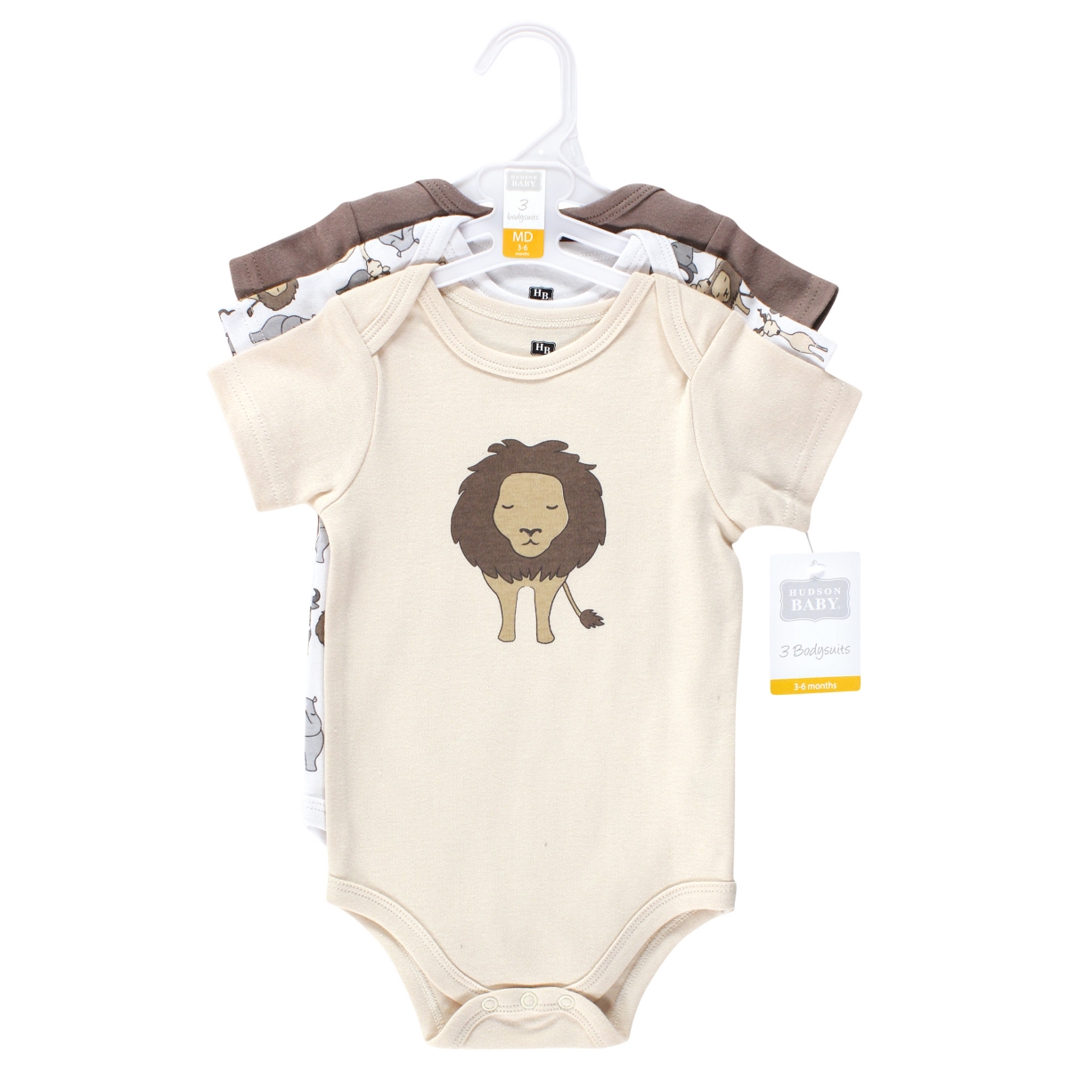 Hudson Baby Baby Boys Cotton Bodysuits,- Safari lion