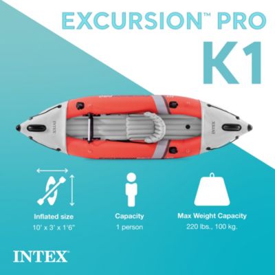 Excursion Pro K1 Single Person Inflatable Vinyl Fishing Kayak w/ Oar/Pump