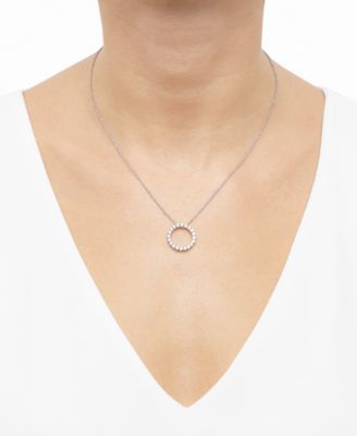 Lab Grown Diamond Circle Pendant Necklace (1 ct. t.w.) in 14k White or Yellow Gold, 16" + 2" extender