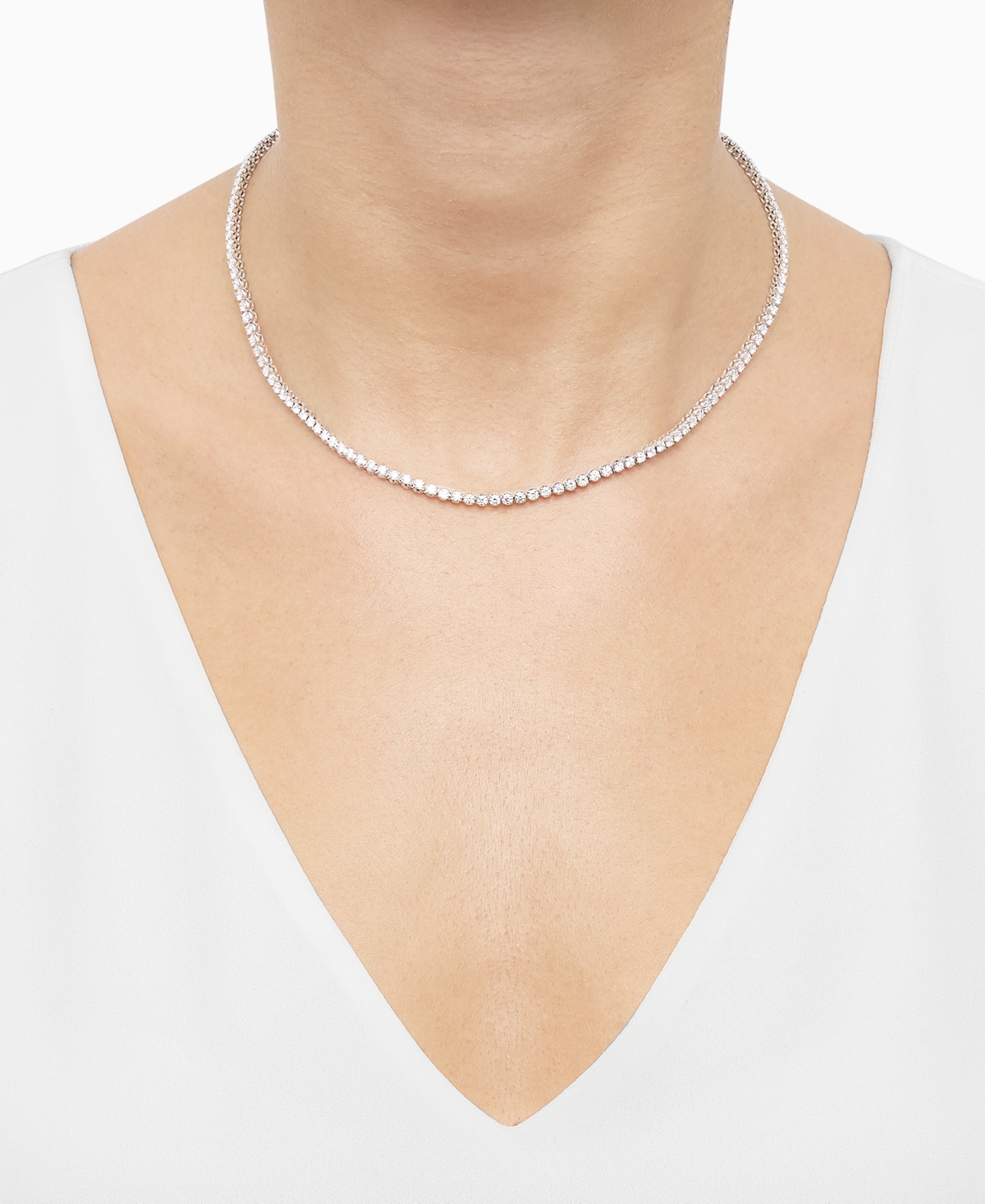 Grown With Love Lab Grown Diamond 18" Tennis Necklace (5 Ct. T.w.) In 14k White Or Yellow Gold In White Gold