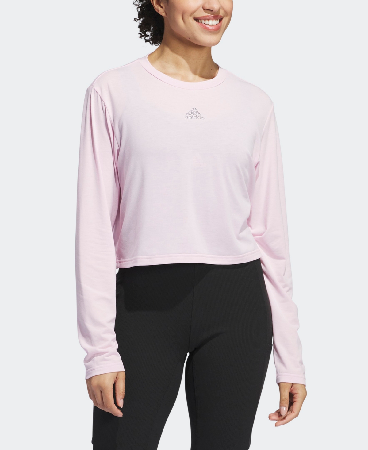 adidas Women's Y2K Glam Embellished Logo Cropped Long Sleeve T-Shirt