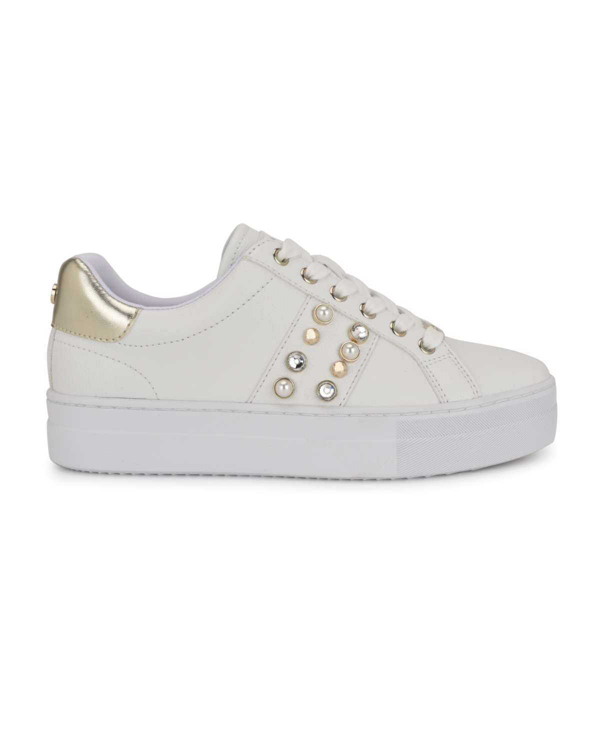 Nine West Women's Gripes Lace-Up Platform Sneakers -Gold